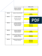 Schedule of Make Up Class