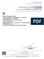 Receta Magistral Tetrahidrocannabinol 10 MG/ML Cannabidiol 10 MG/ML 1 (Un) Frasco