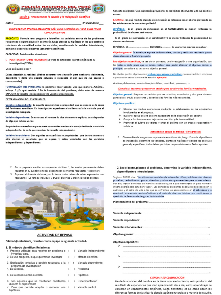 Sesión 1ciencia y Comp. Indaga - I Bim.3° | PDF | Hipótesis | Science
