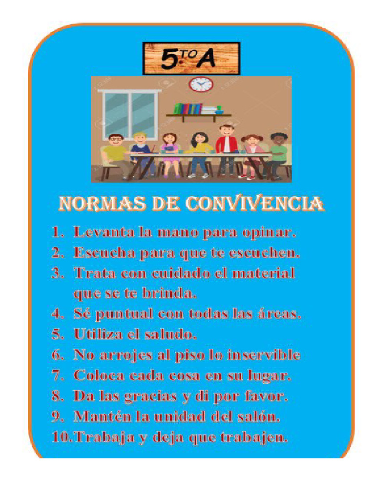 Normas de Convivencia 5to. A 2024 | PDF