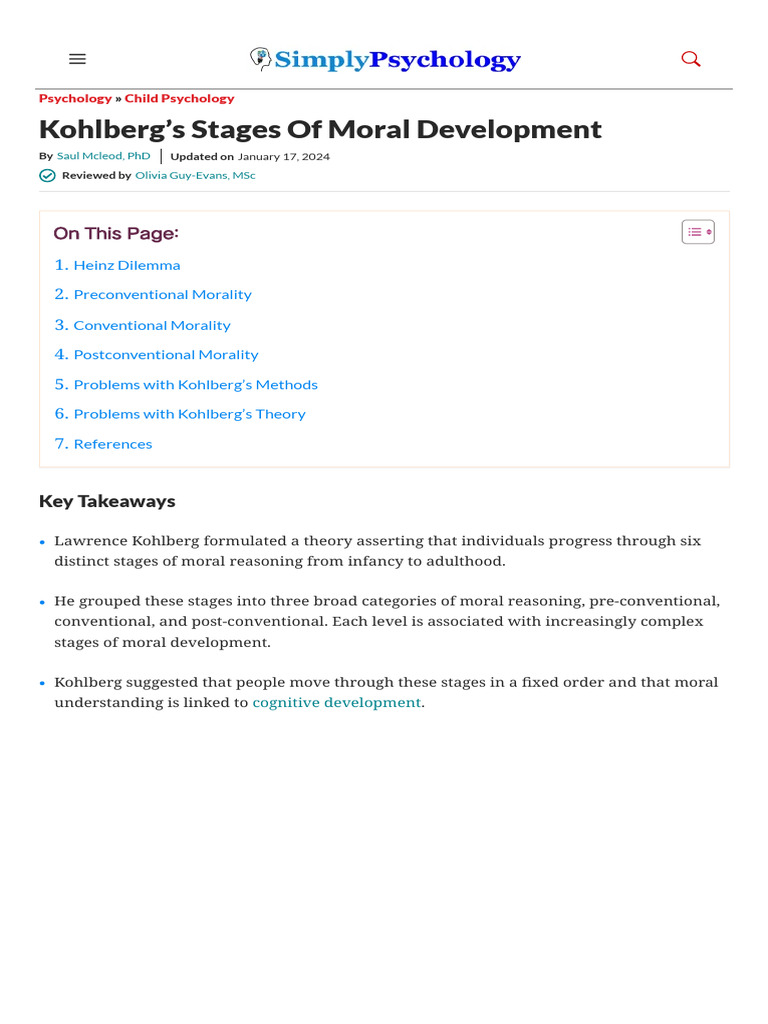 Kohlbergs Stages of Moral Development Download Free PDF Morality Kohlbergs Stages of Moral Development Download Free PDF Morality