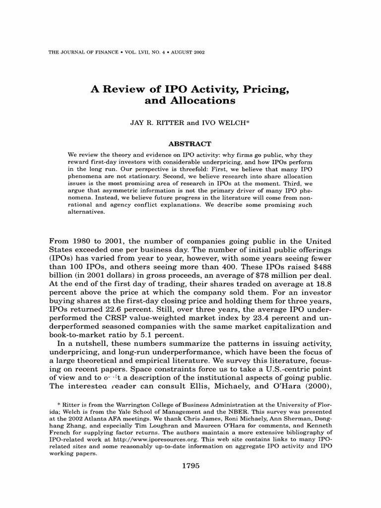 IPO Activity, Pricing, and Performance Review | PDF | Initial Public ...