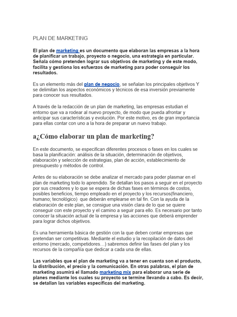 Guía Completa para Crear un Plan de Marketing | PDF | Marketing | Business