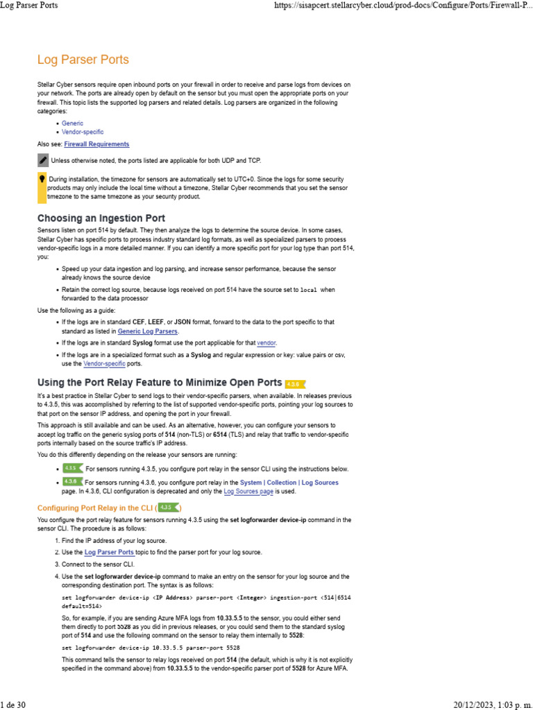 Firewall Log Parser Configuration Guide | PDF | Port (Computer ...