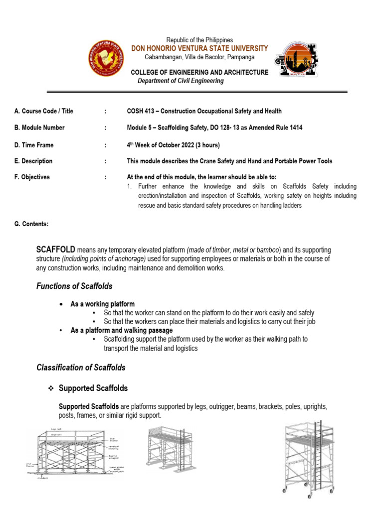 Cosh 413 2022 module 5 scaffolding safety do 128 13 as amended