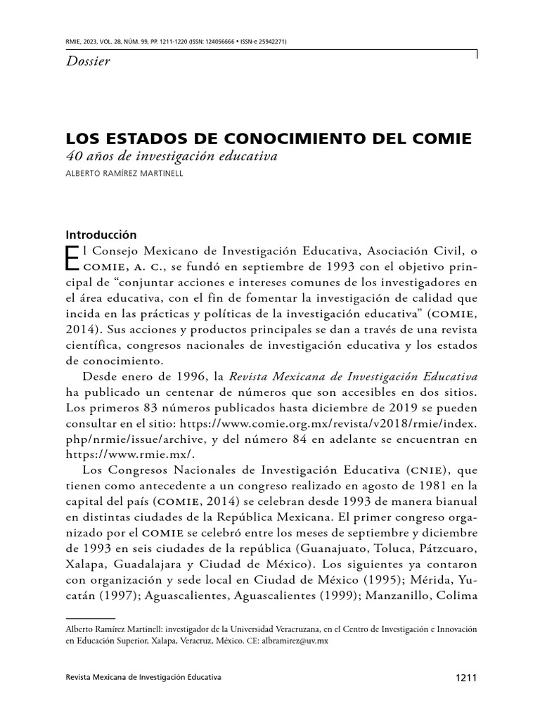 Investigación Educativa: 40 Años del COMIE | PDF | México | Conocimiento
