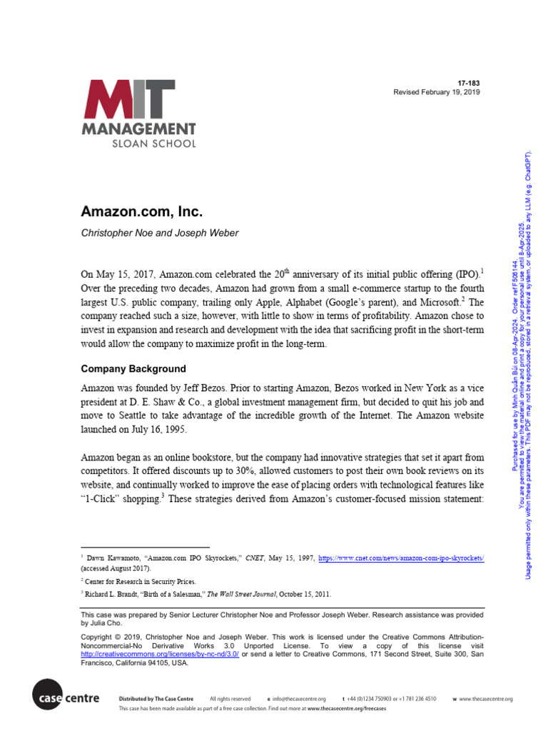 Amazon Case | PDF | Equity (Finance) | Expense