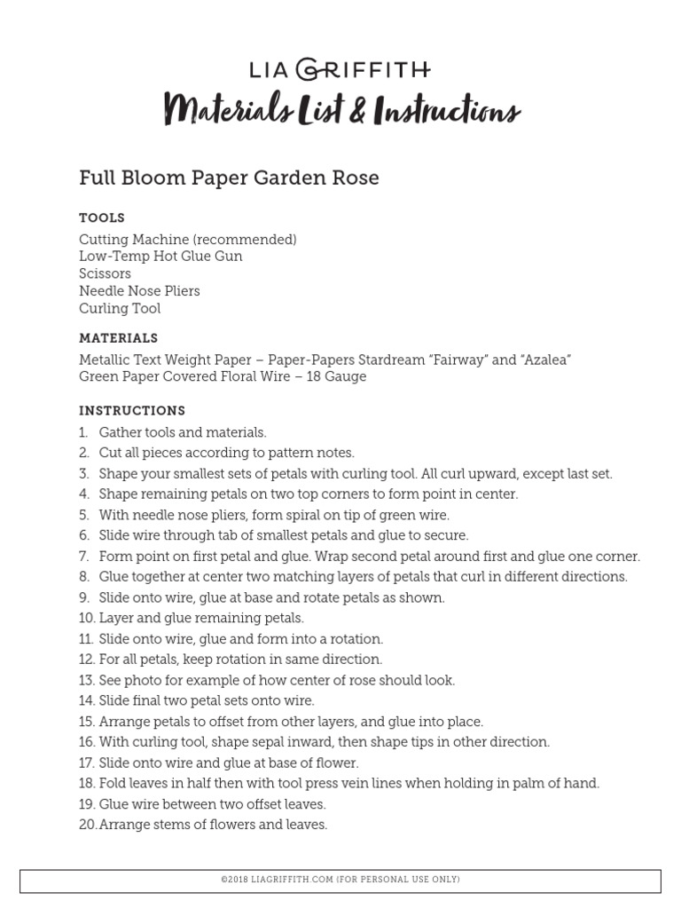 FullBloomGardenRose Instructions2 | PDF | Home & Garden | Science ...