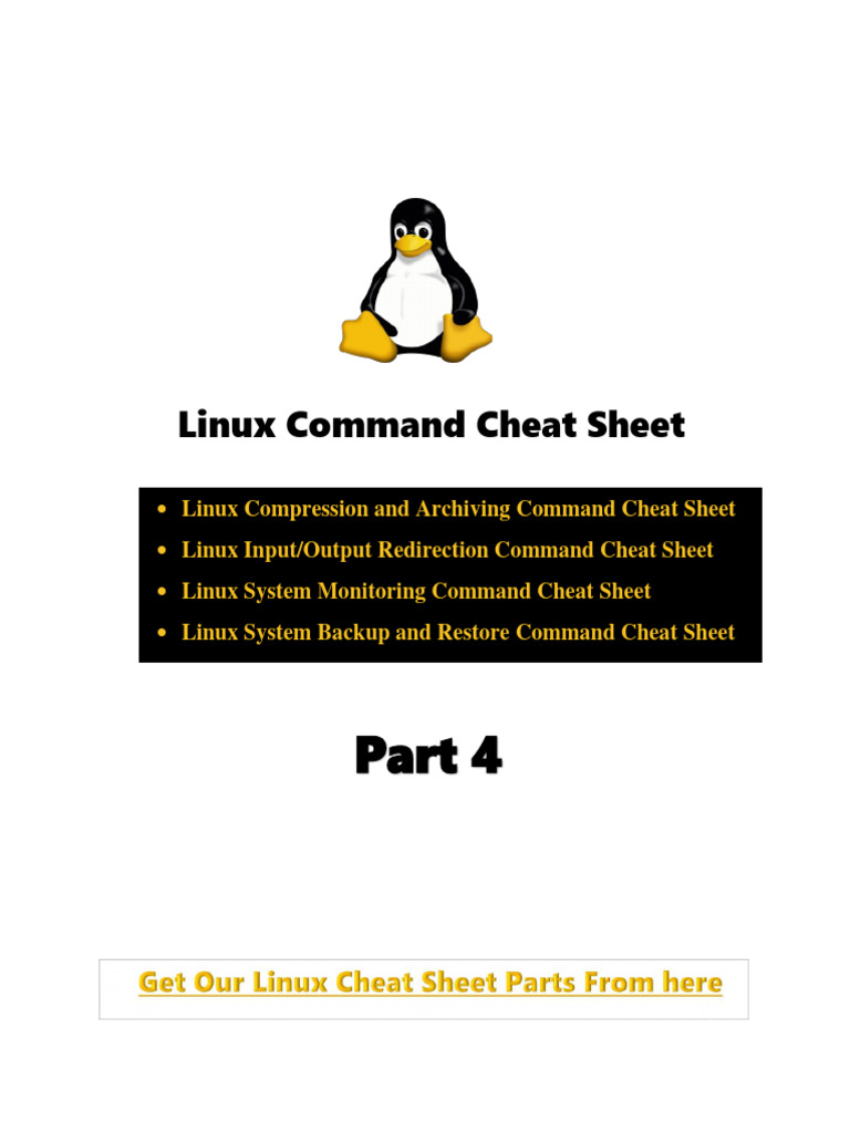 Linux Command Cheat Sheet Overview | PDF | Zip (File Format) | Backup