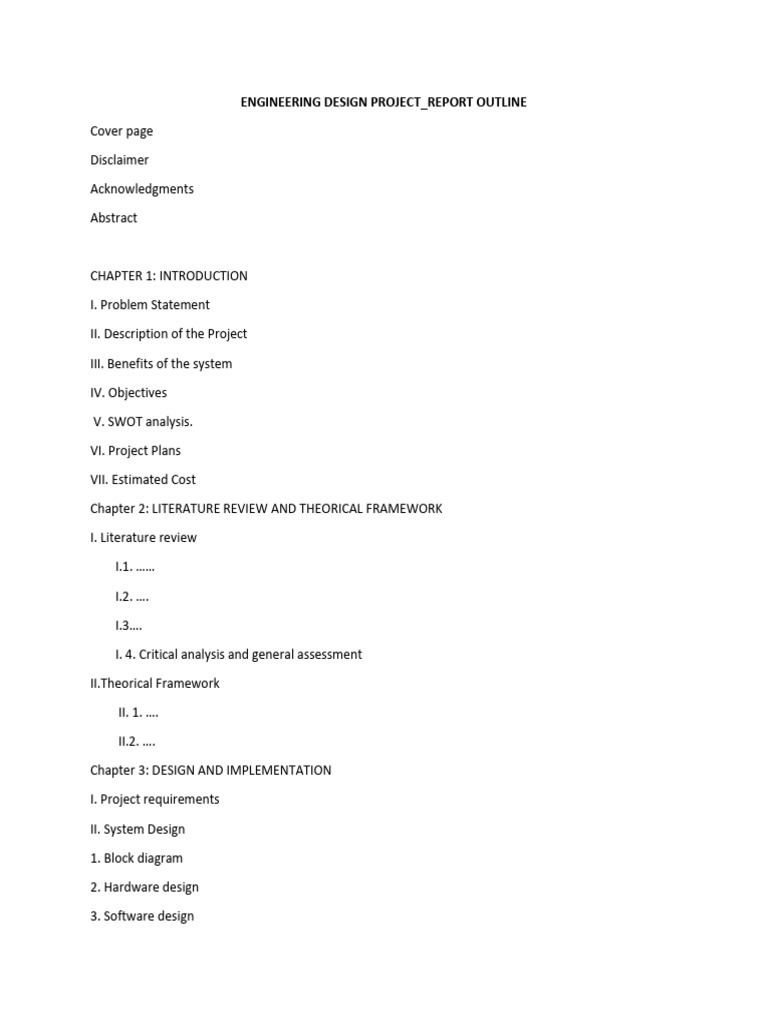 Engineering Design Project Report Example