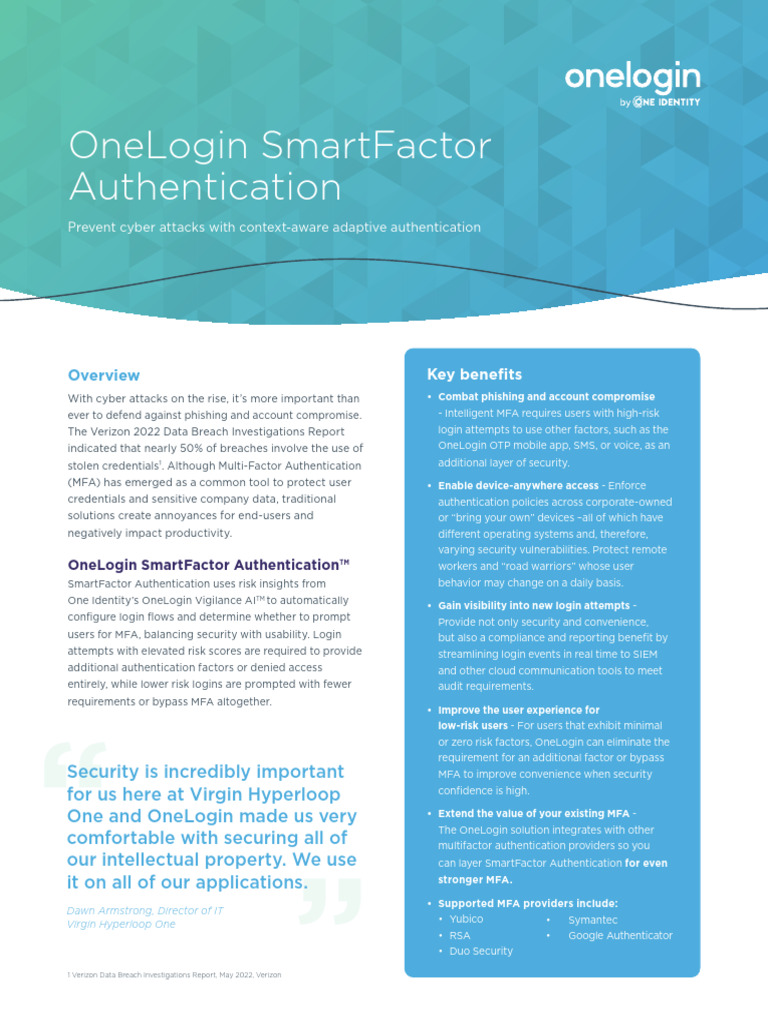 OneLogin SmartFactor Authentication Benefits | PDF | Security ...