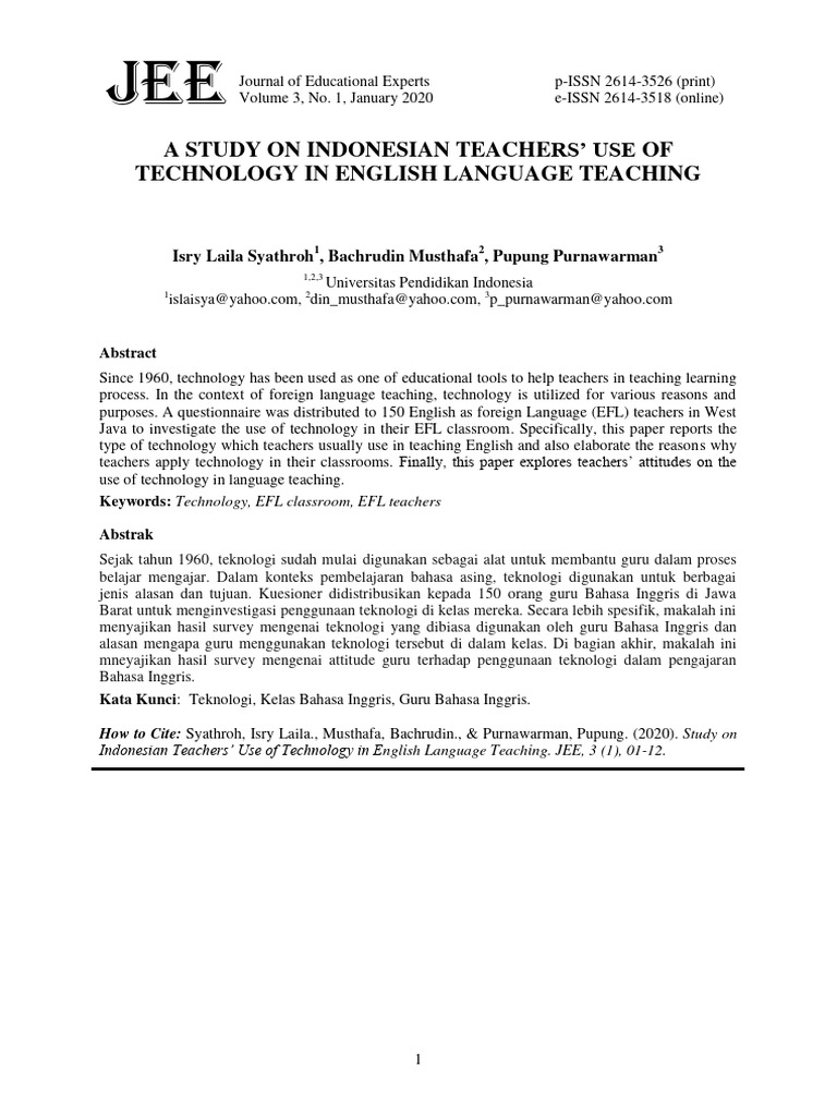 A Study On Indonesian Teachers Use of Te | PDF | Science | Cognition