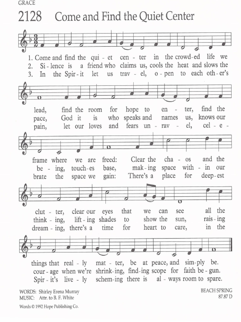 Come and find the quiet center 2128 faith we sing hymnal pdf