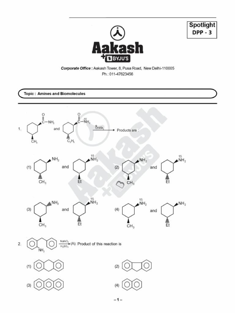 DPP - 3 - Biomolecules and Amines | PDF