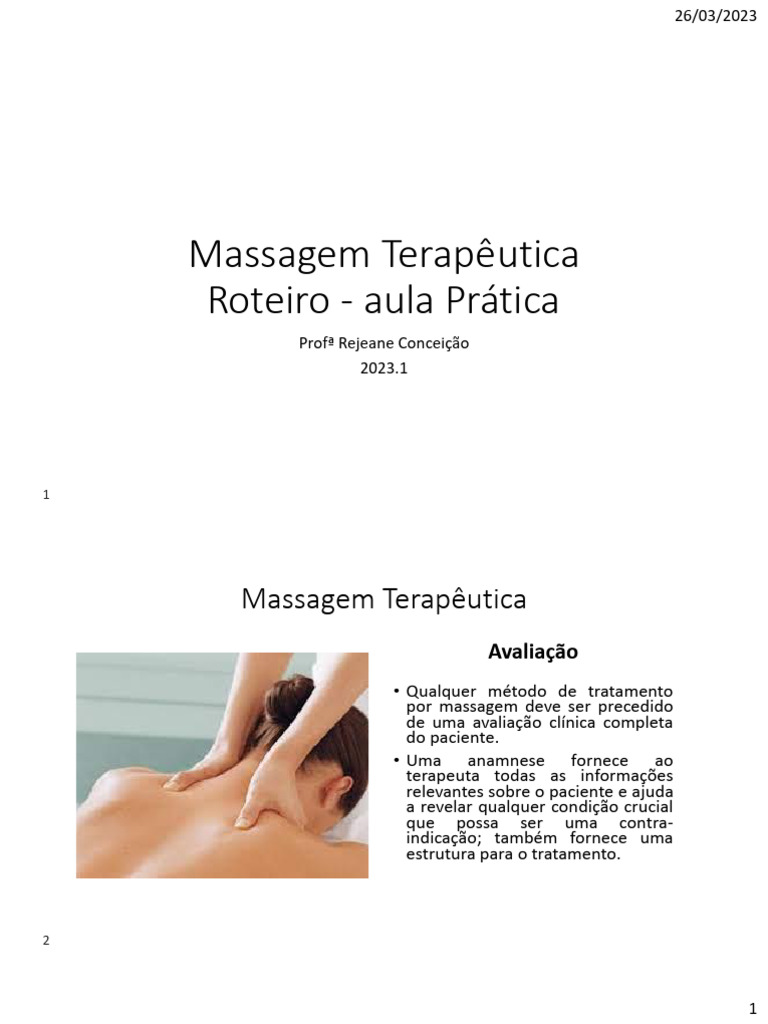 AULA 4 Massagem Terapêutica | PDF | Massagem