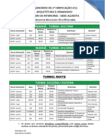 Calendário de Provas (Arquitetura e Interiores)