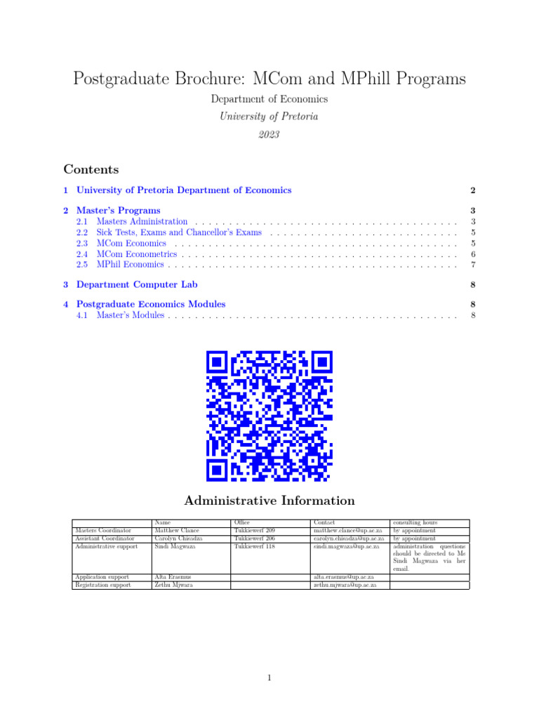 University of Pretoria MCom & MPhil Guide | PDF | Macroeconomics ...