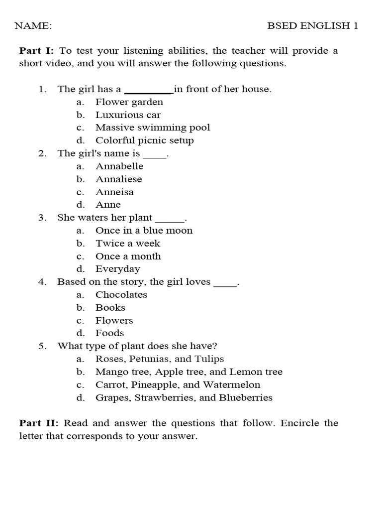 Elements of The Story Quiz | PDF | Narration