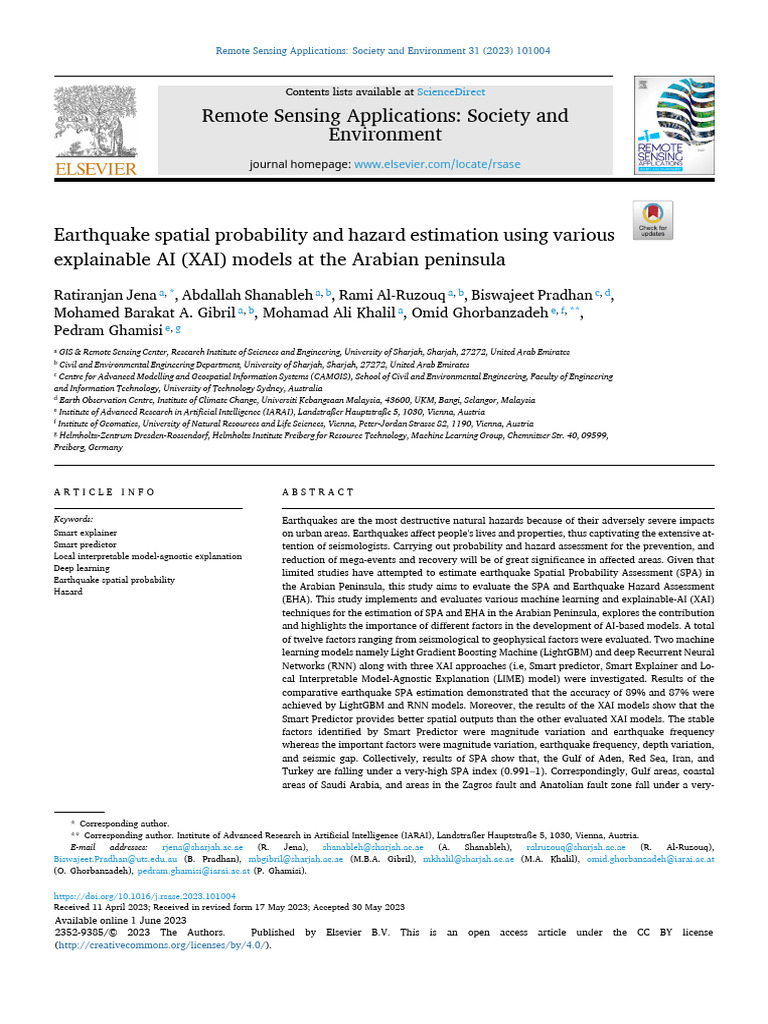 Earthquake Spatial Probability and Hazard Estimation Using Various ...