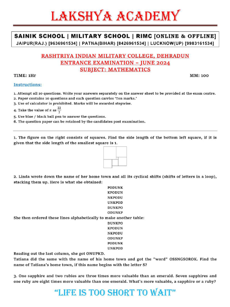 Lakshya Academy Rimc Paper 4 | PDF