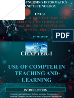 of Introduction To Computer Application For Patient Care Delivery System and Nursing Practice