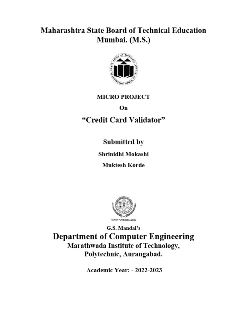 Credit Card Validator Micro Project | PDF | Object Oriented Programming ...