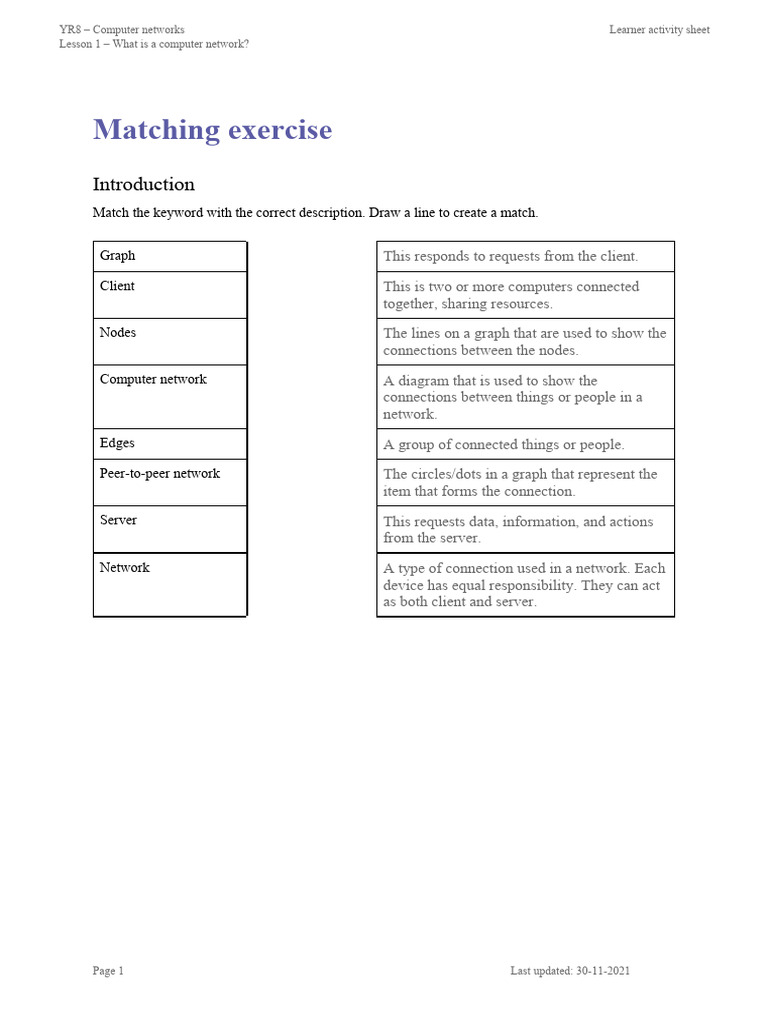 Week 1 matching exercise pdf