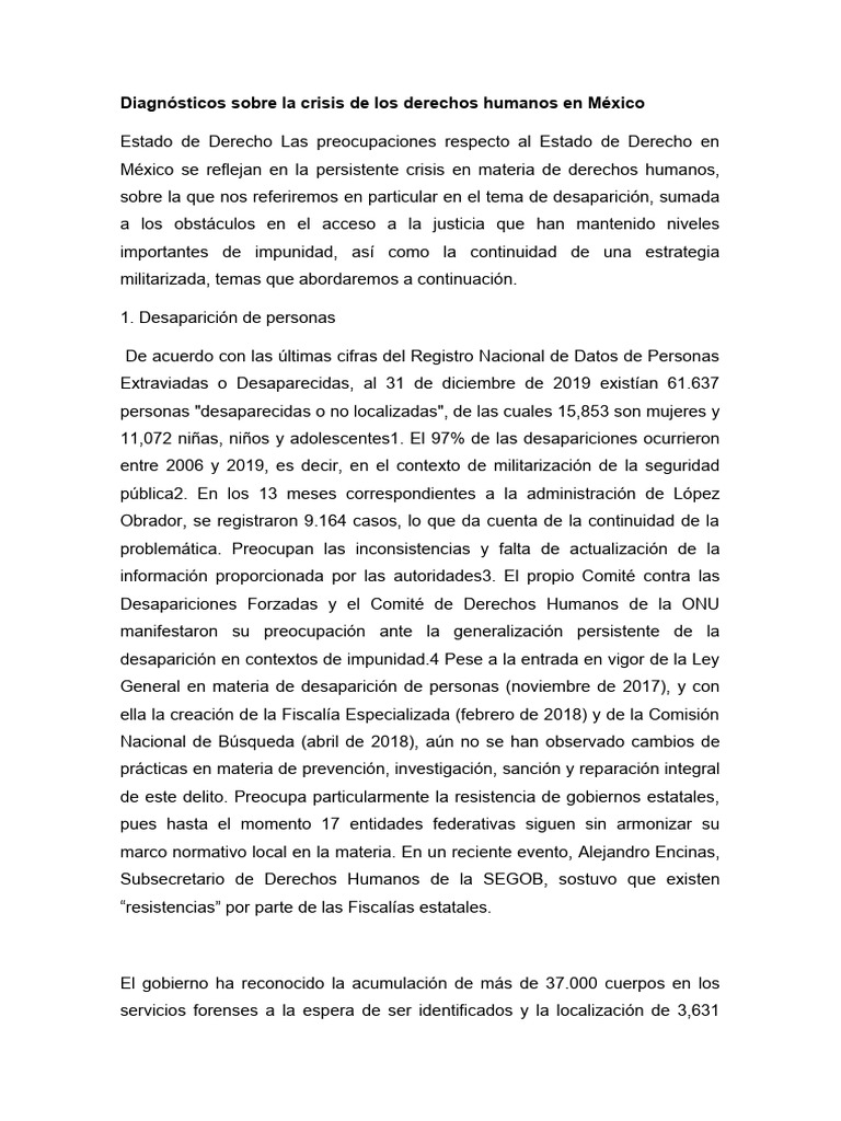Crisis de Derechos Humanos en México | PDF | Violencia | Capitalismo