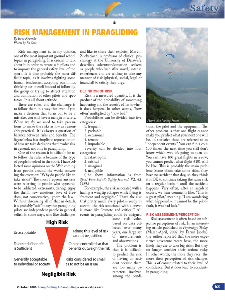 Managing Risks in Paragliding Safety | PDF | Risk | Risk Management