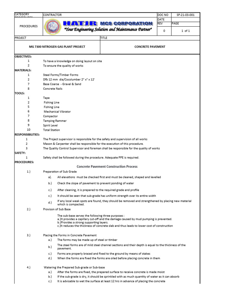 Concrete Pavement Construction Guide | PDF | Concrete | Road Surface
