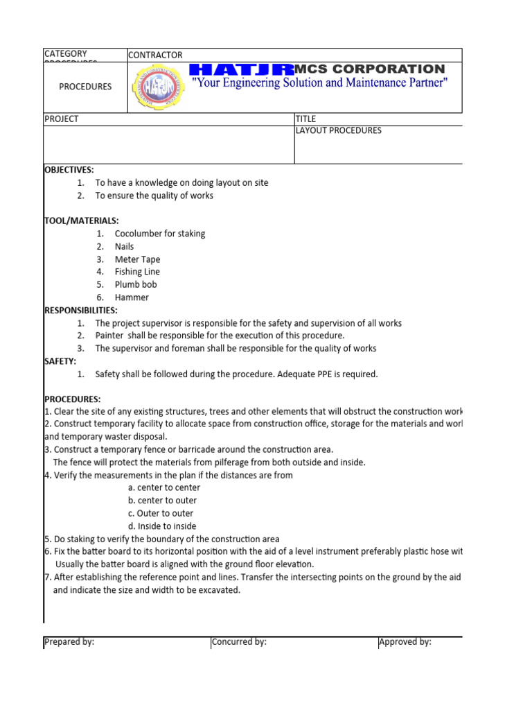 Construction Site Layout Procedures | PDF | Art | Technology & Engineering