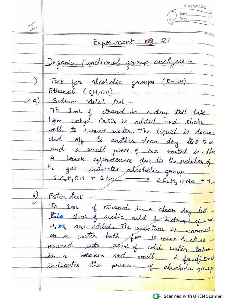Organic Functional Group Analysis Pdf