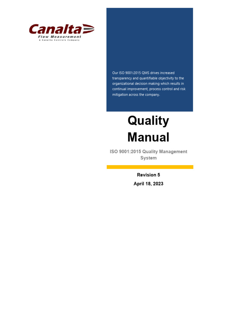 ISO 9001:2015 Quality Manual Overview | PDF | Quality Management System ...