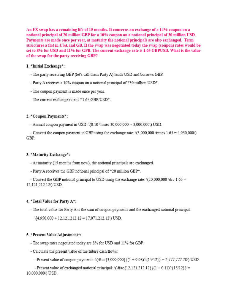 An FX Swap Has A Remaining Life of 15 Months | PDF | Swap (Finance ...