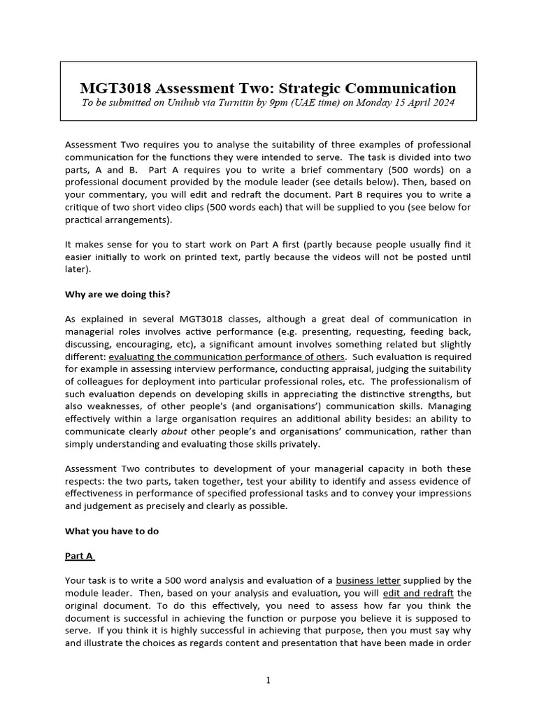 Assessment 2 Guidelines Communication Strategies Pdf