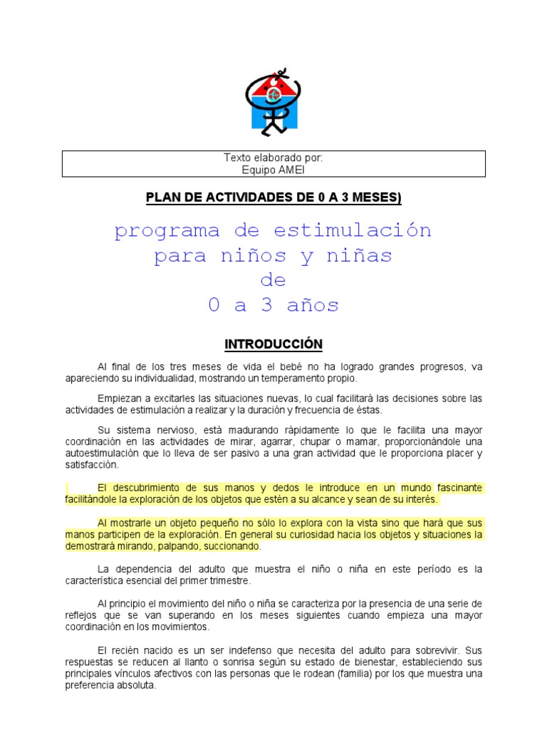 Estimulación Temprana para Bebés 0-3 Meses | PDF | Salud y bienestar ...