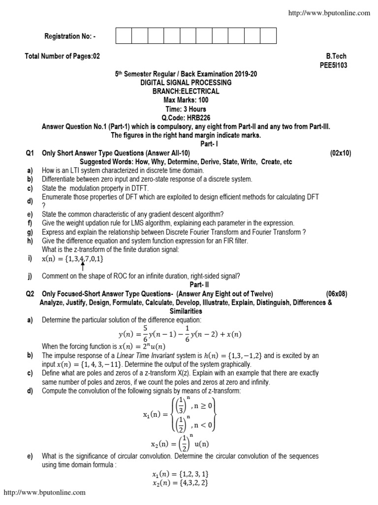B.Tech Digital Signal Processing Exam 2019 | PDF | Discrete Fourier ...