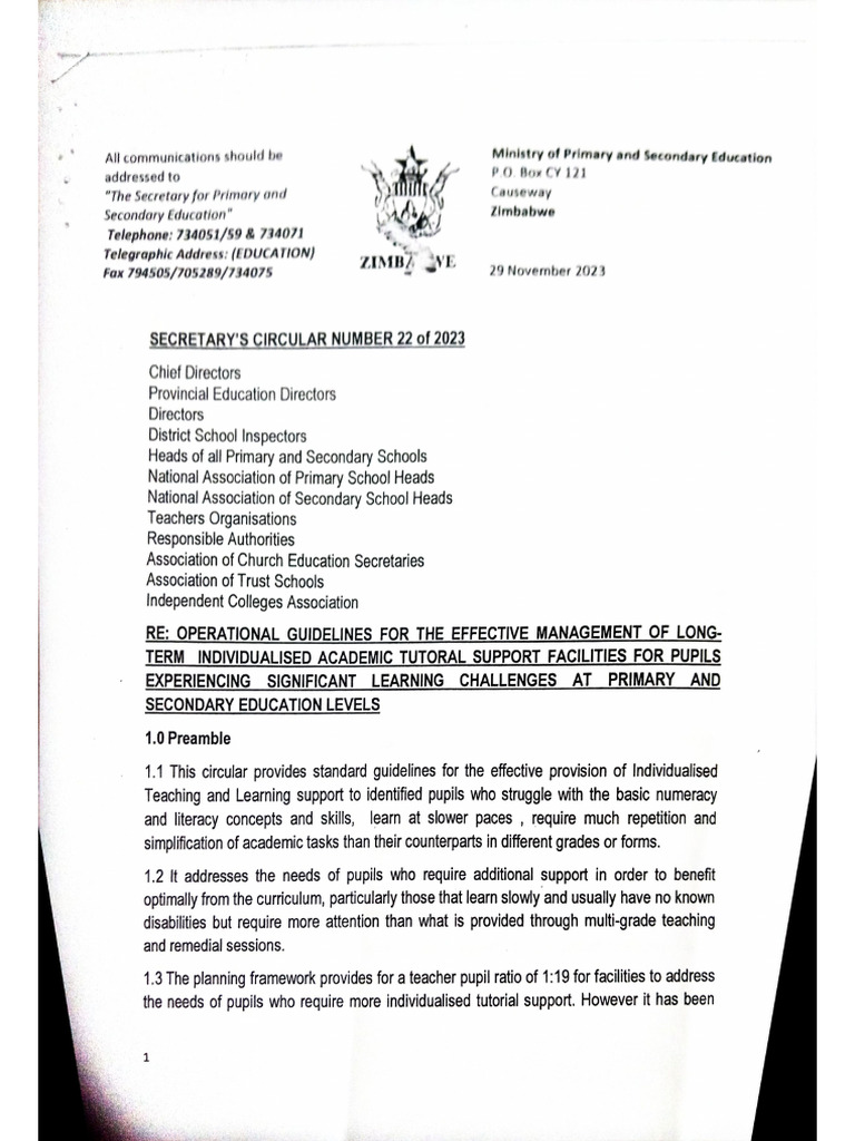 Individualised Academic Tutorial Support Circular 22 of 23 | PDF