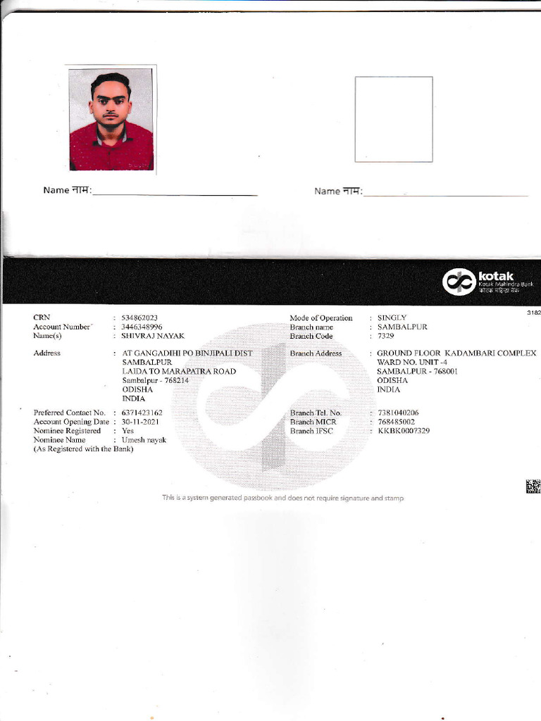 SBI Passbook Sample and Details | PDF