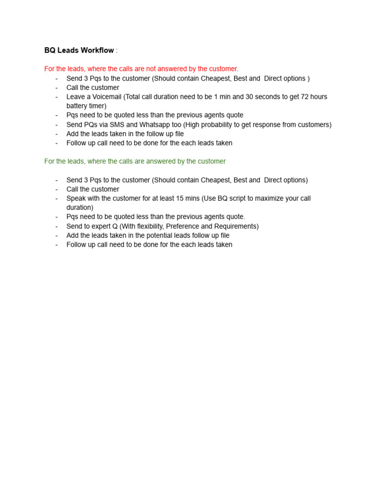 BQ Leads Management Workflow Guide | PDF | Computers
