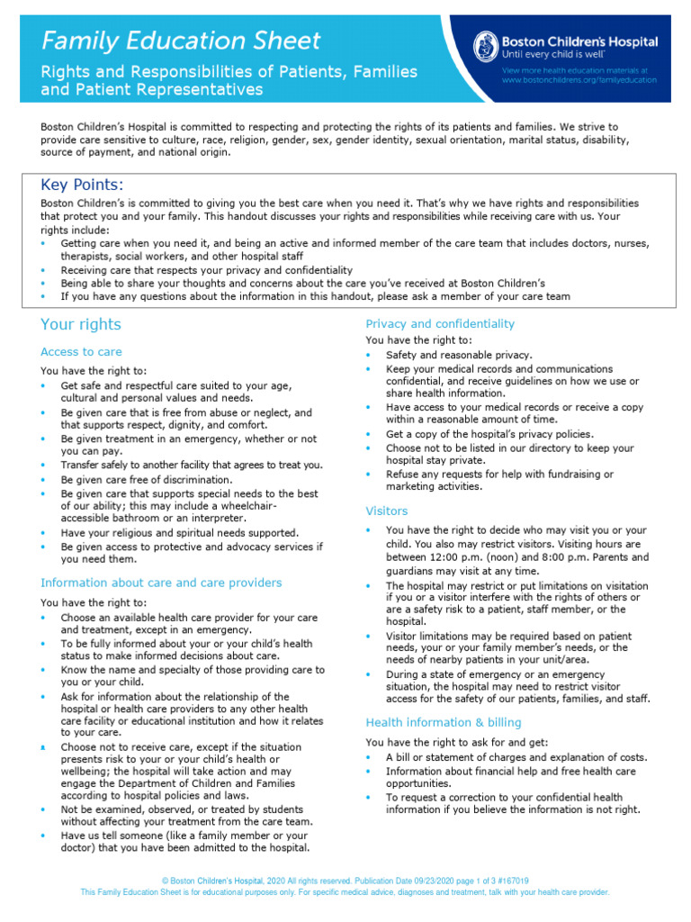 Patient Rights and Responsibilities Guide | PDF | Hospital | Patient