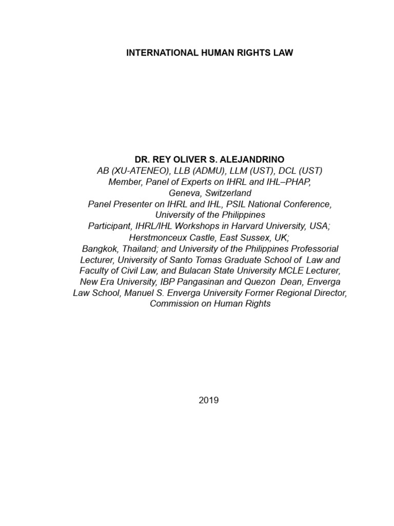 Dean Rey International Human Rights Law | PDF | Human Rights | Ratification
