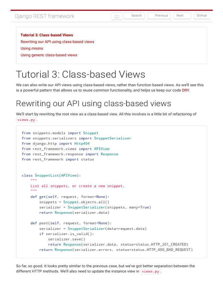3 Class Based Views Django REST Framework Download Free PDF