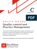 C - Quality Control and Practice Management - Focus Notes