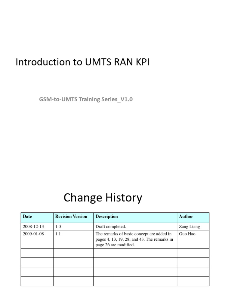 UMTS RAN KPI Overview and Testing | PDF | High Speed Packet Access ...