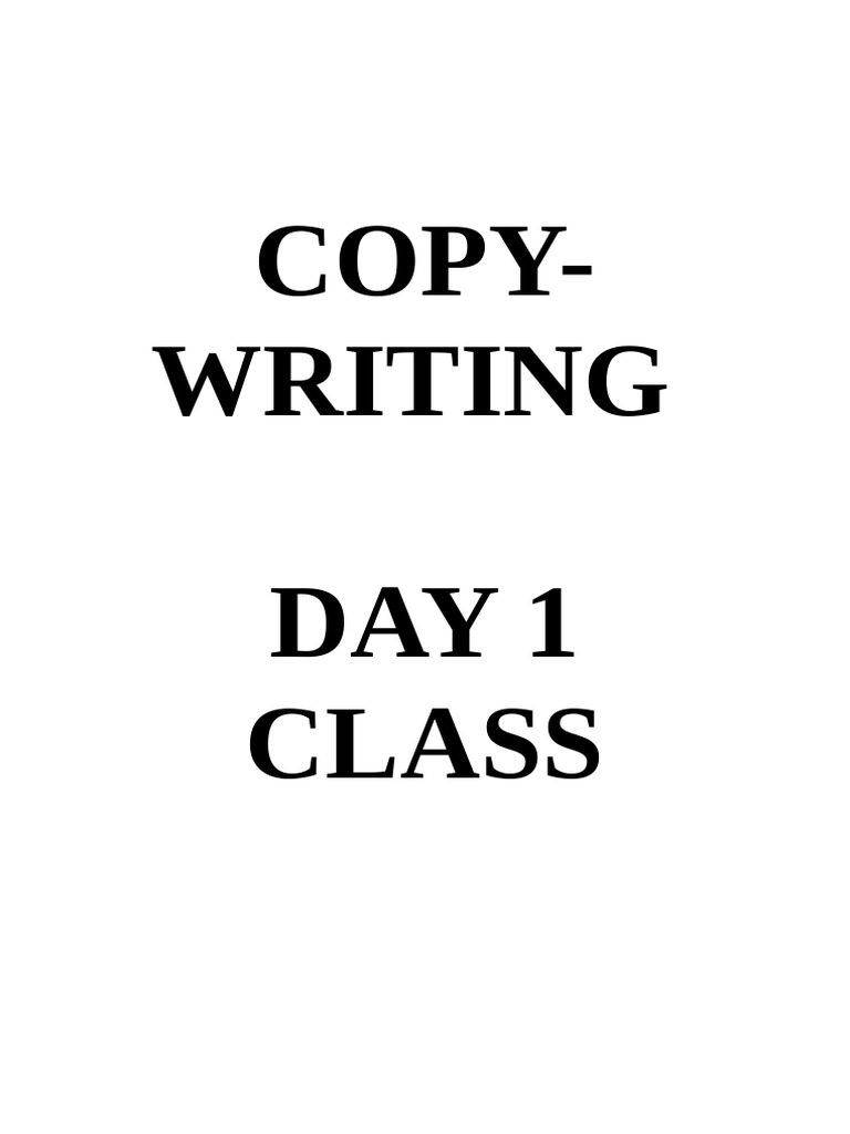 Copywriting Class 1 Note | PDF | Copywriting