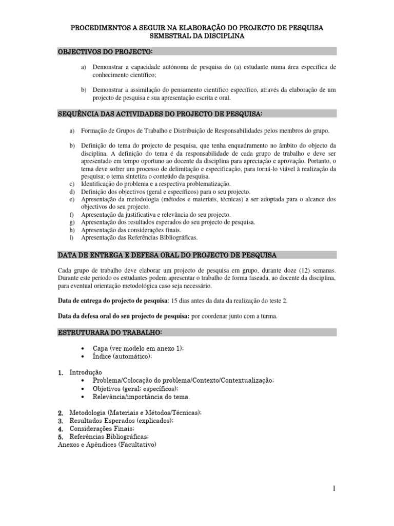 Procedimentos para Elaboração Do Projecto de Pesquisa (2016) | PDF |  Science | Metodologia, image size:768x1024