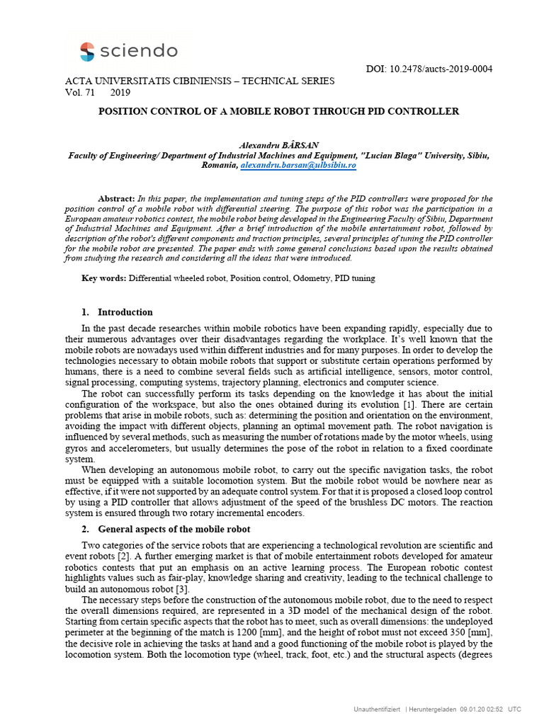 PID Control for Mobile Robot Positioning | PDF | Robot | Robotics