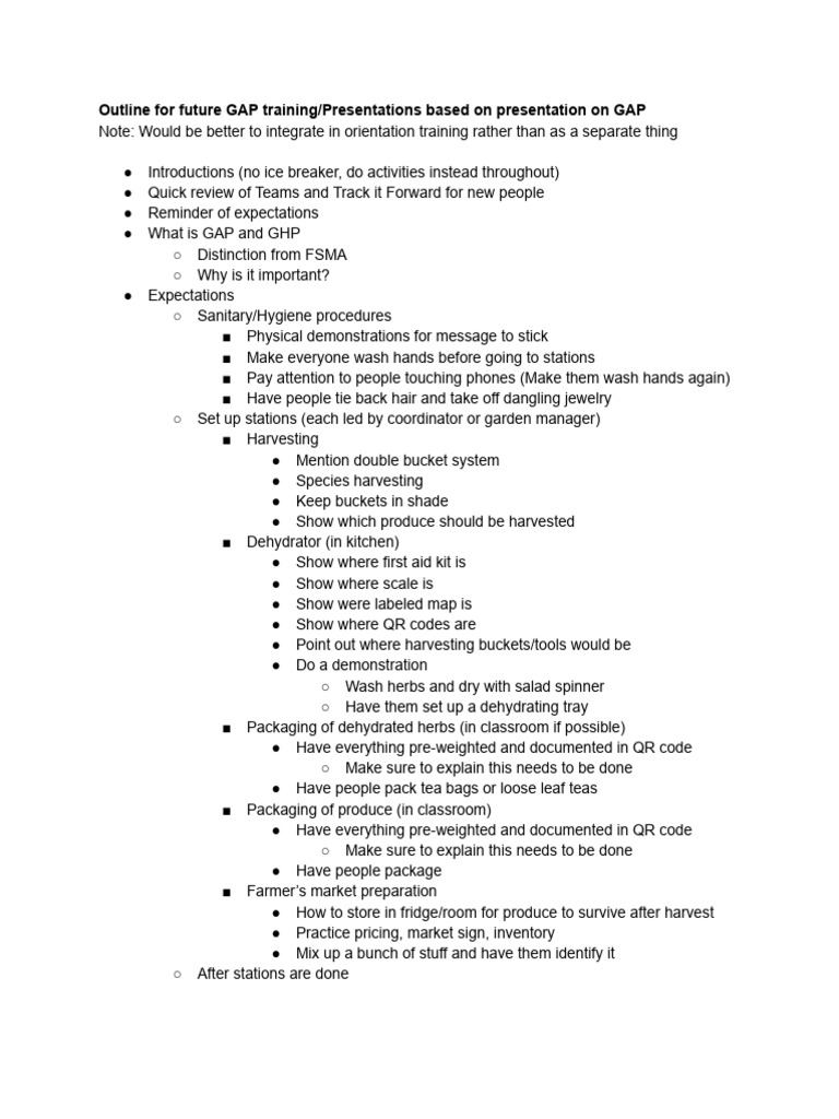 New Outline For Gap Workshop Based On Workshop 1 | PDF