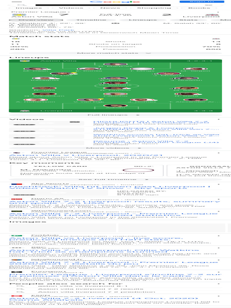 Aston Villa Liverpool 7-2 - Google Search | PDF | Premier League